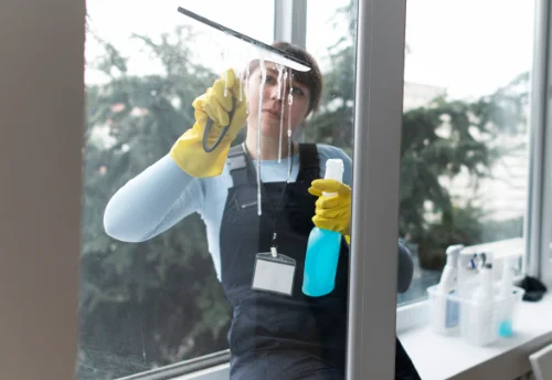 Nettoyage de vitres intérieures et extérieures au Temple